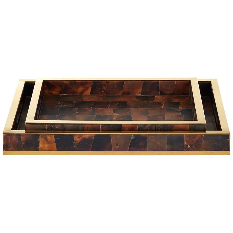 Image 3 Currey & Company Casey Brown Tray Set of 2 more views