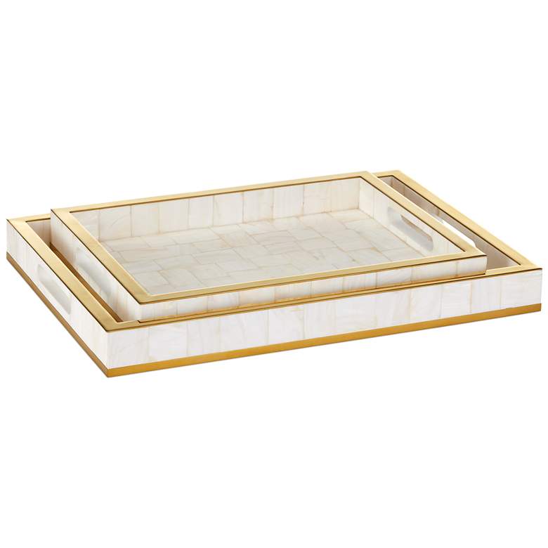 Image 1 Currey & Company Casey Mother of Pearl Tray Set of 2