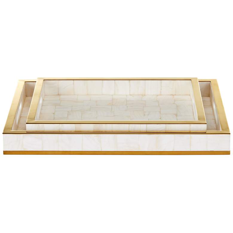 Image 3 Currey & Company Casey Mother of Pearl Tray Set of 2 more views