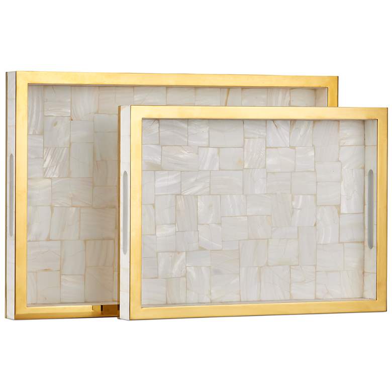 Image 4 Currey & Company Casey Mother of Pearl Tray Set of 2 more views