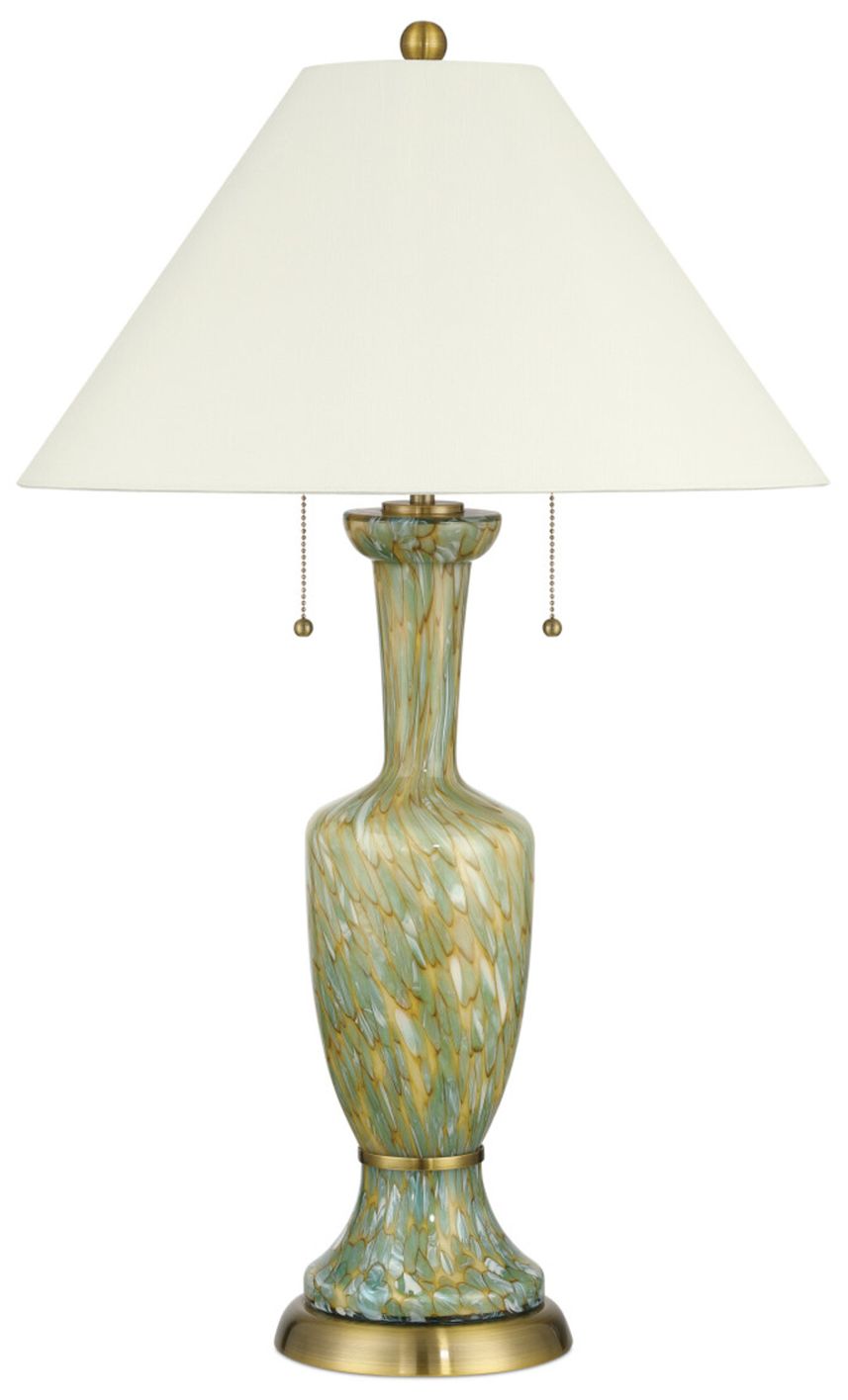 Image 4 Currey & Company Classico 32" High Green, Beige, Antique Brass Table Lamp more views