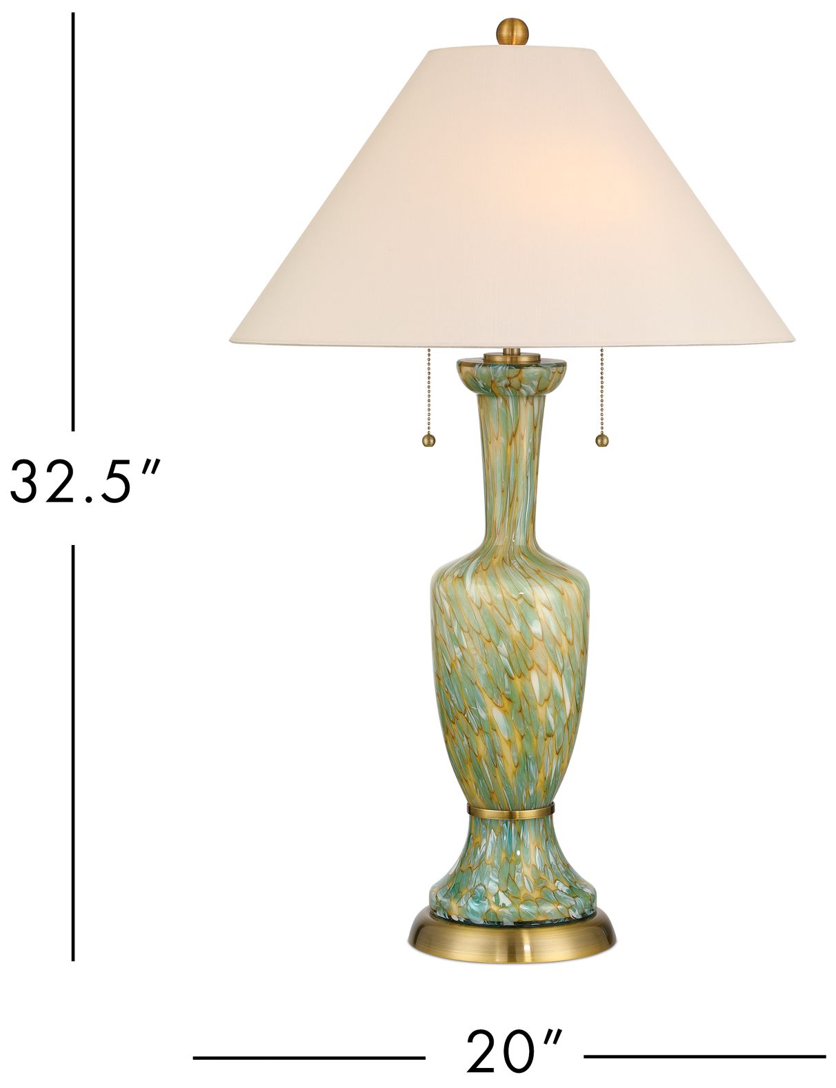 Currey & Company Classico 32" High Green, Beige, Antique Brass Table Lamp
