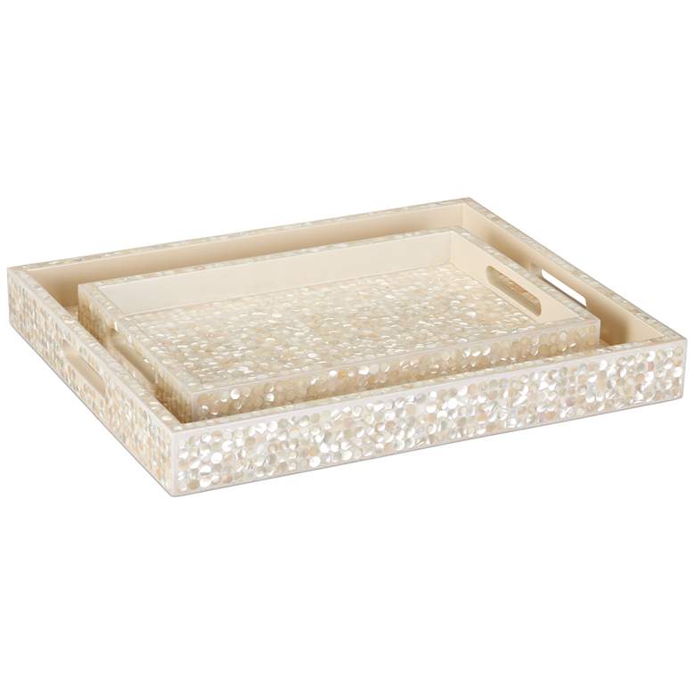 Image 1 Currey & Company Gerri Dot Mother of Pearl Tray Set of 2