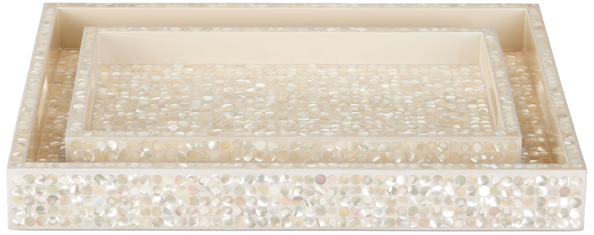 Image 3 Currey & Company Gerri Dot Mother of Pearl Tray Set of 2 more views