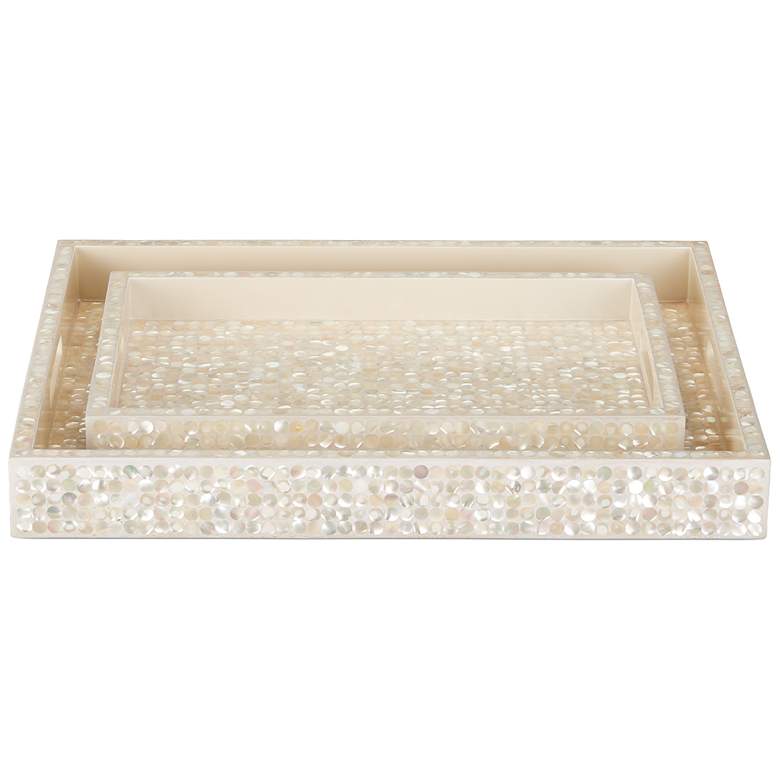 Image 3 Currey & Company Gerri Dot Mother of Pearl Tray Set of 2 more views