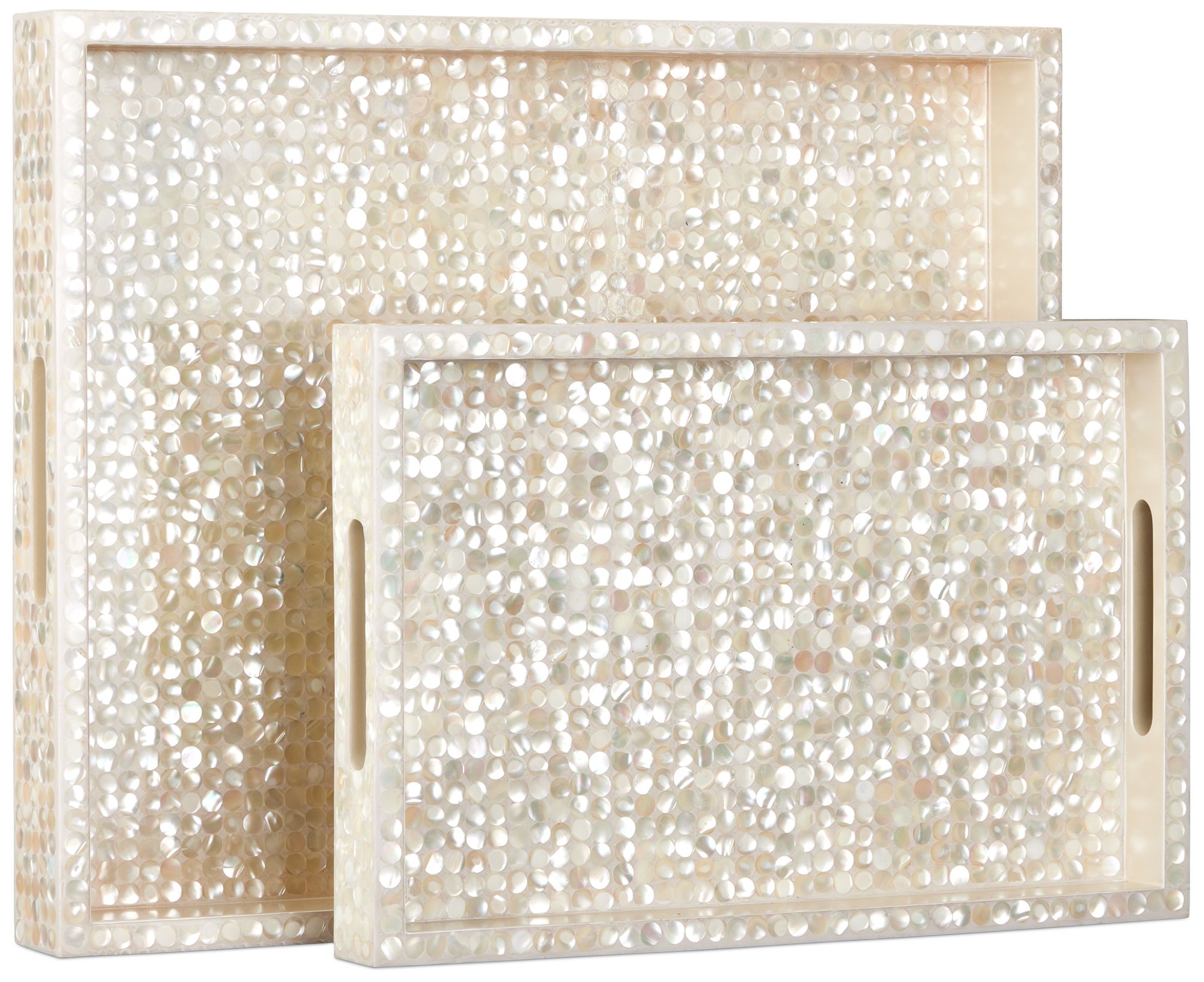 Image 4 Currey & Company Gerri Dot Mother of Pearl Tray Set of 2 more views