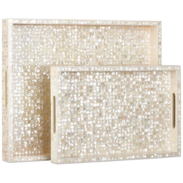 Image 4 Currey & Company Gerri Dot Mother of Pearl Tray Set of 2 more views