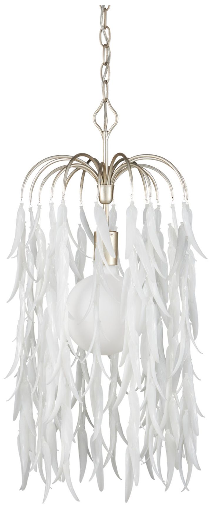 Image 4 Currey & Company Glen Arbor 14"W Silver Leaf, Silver Pendant more views