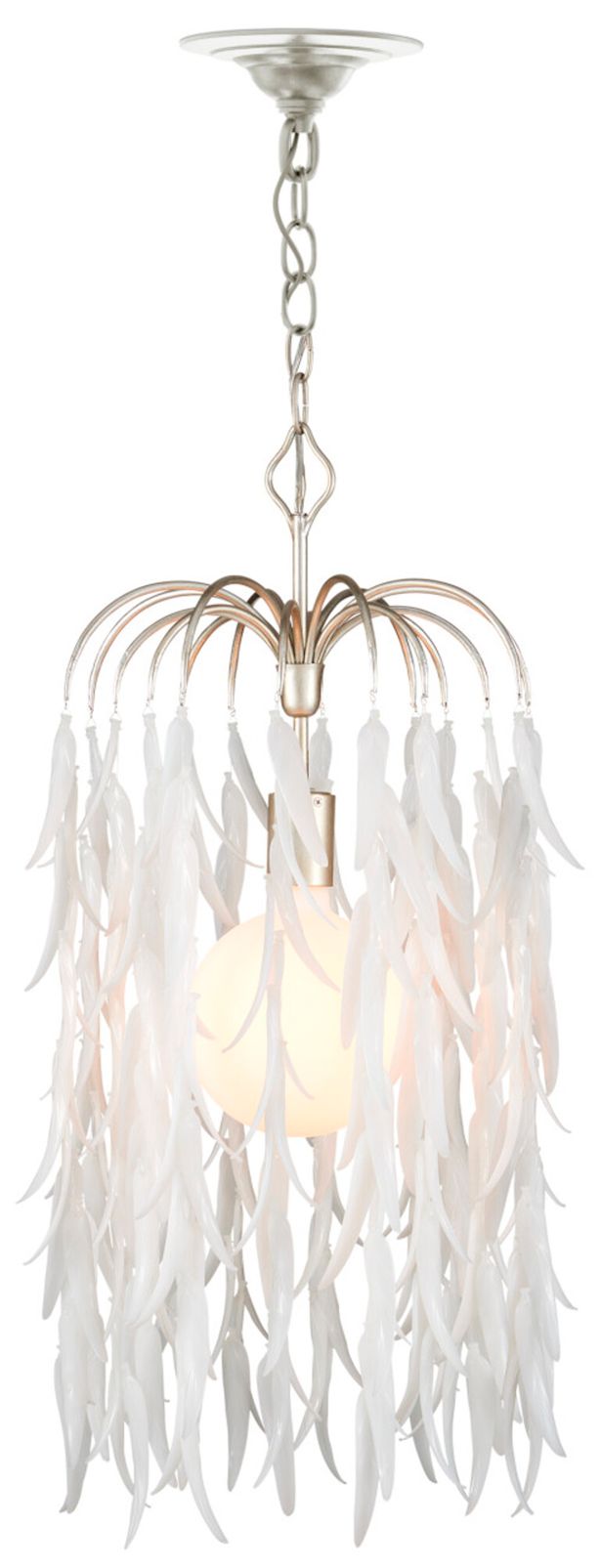 Image 5 Currey & Company Glen Arbor 14"W Silver Leaf, Silver Pendant more views