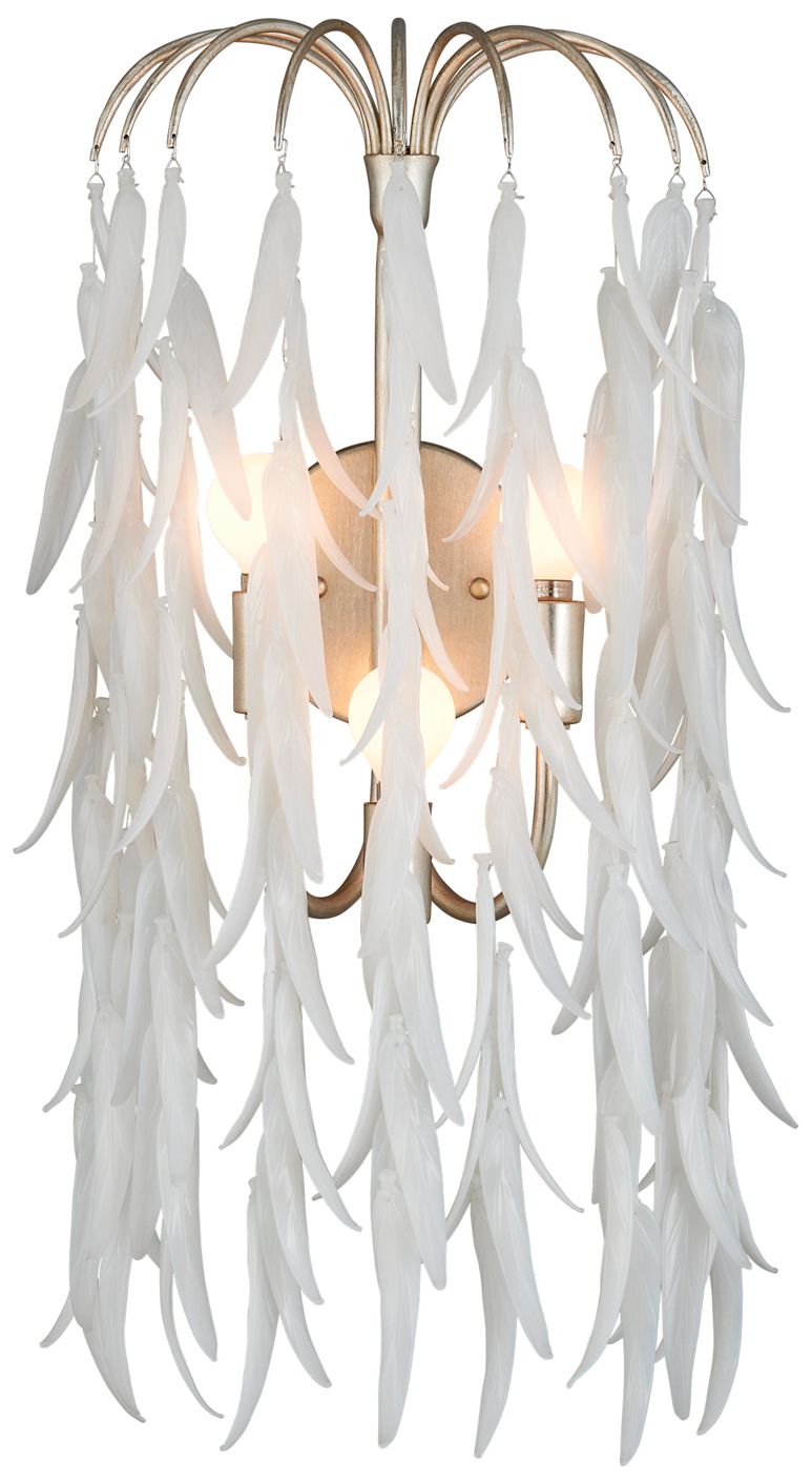 Currey & Company Glen Arbor 23"H Silver Leaf, Silver Wall Sconce