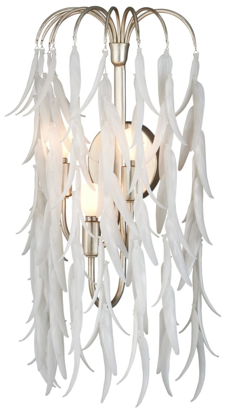 Image 3 Currey & Company Glen Arbor 23"H Silver Leaf, Silver Wall Sconce more views