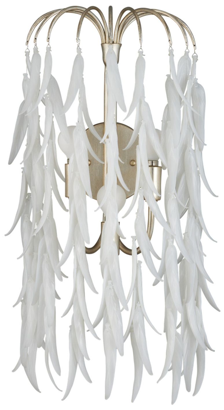 Image 4 Currey & Company Glen Arbor 23"H Silver Leaf, Silver Wall Sconce more views