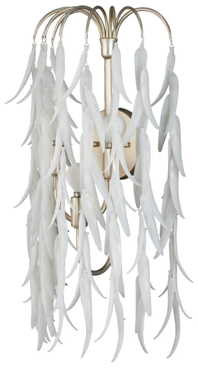 Image 5 Currey & Company Glen Arbor 23"H Silver Leaf, Silver Wall Sconce more views
