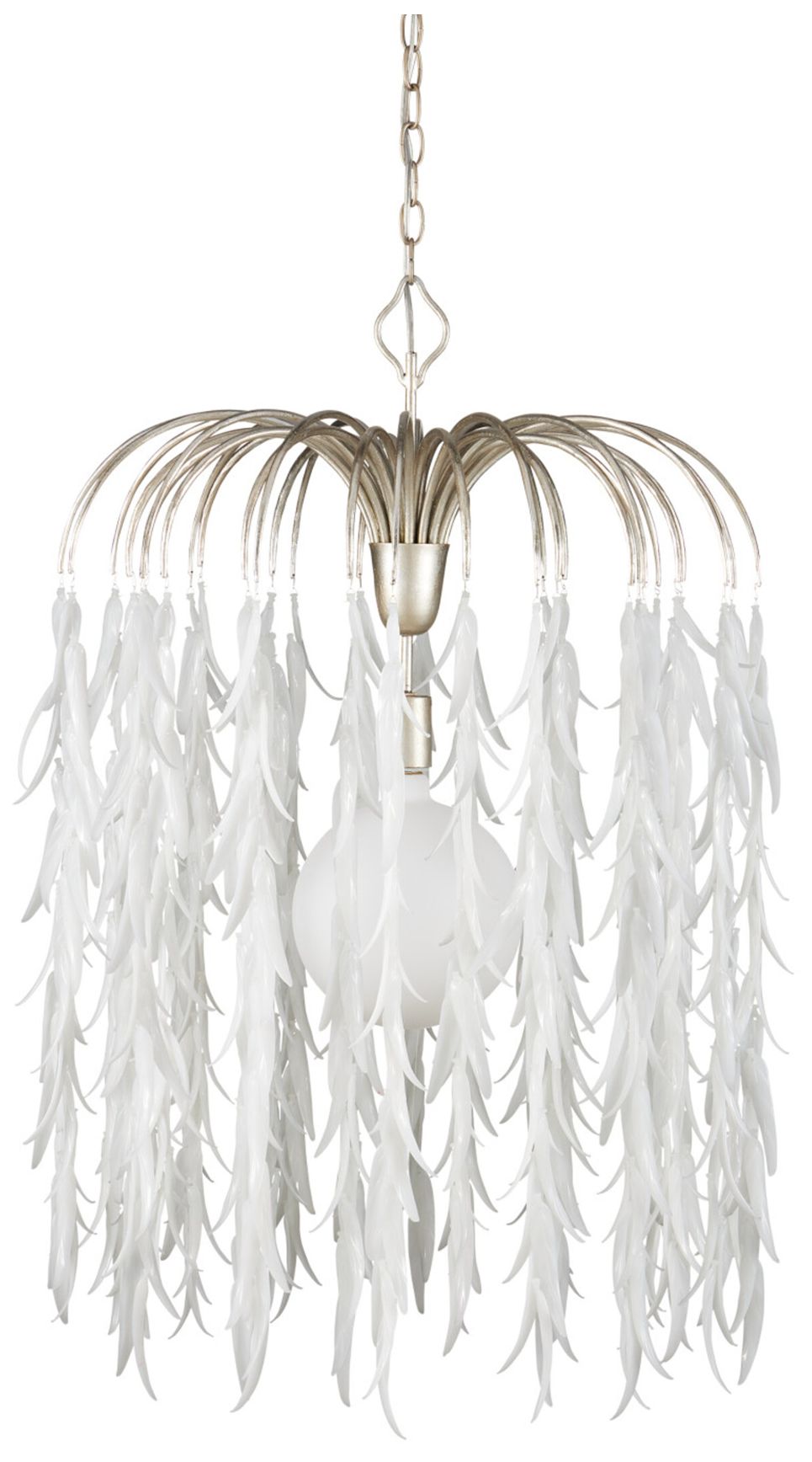 Image 4 Currey & Company Glen Arbor 28"W Silver Leaf, Silver Pendant more views