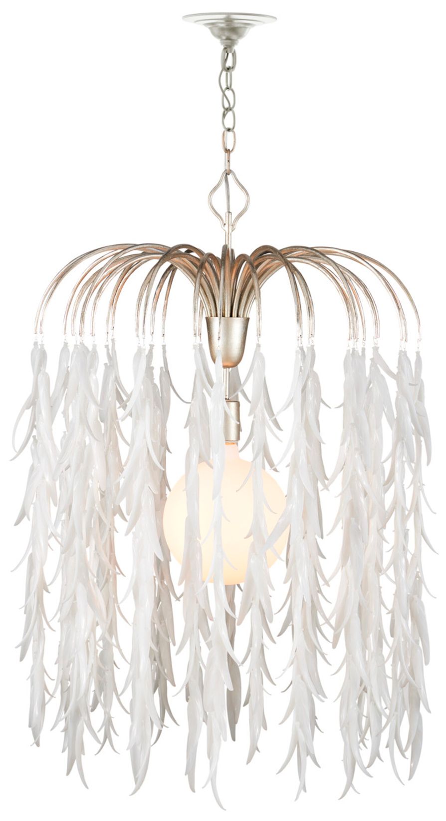 Image 5 Currey & Company Glen Arbor 28"W Silver Leaf, Silver Pendant more views