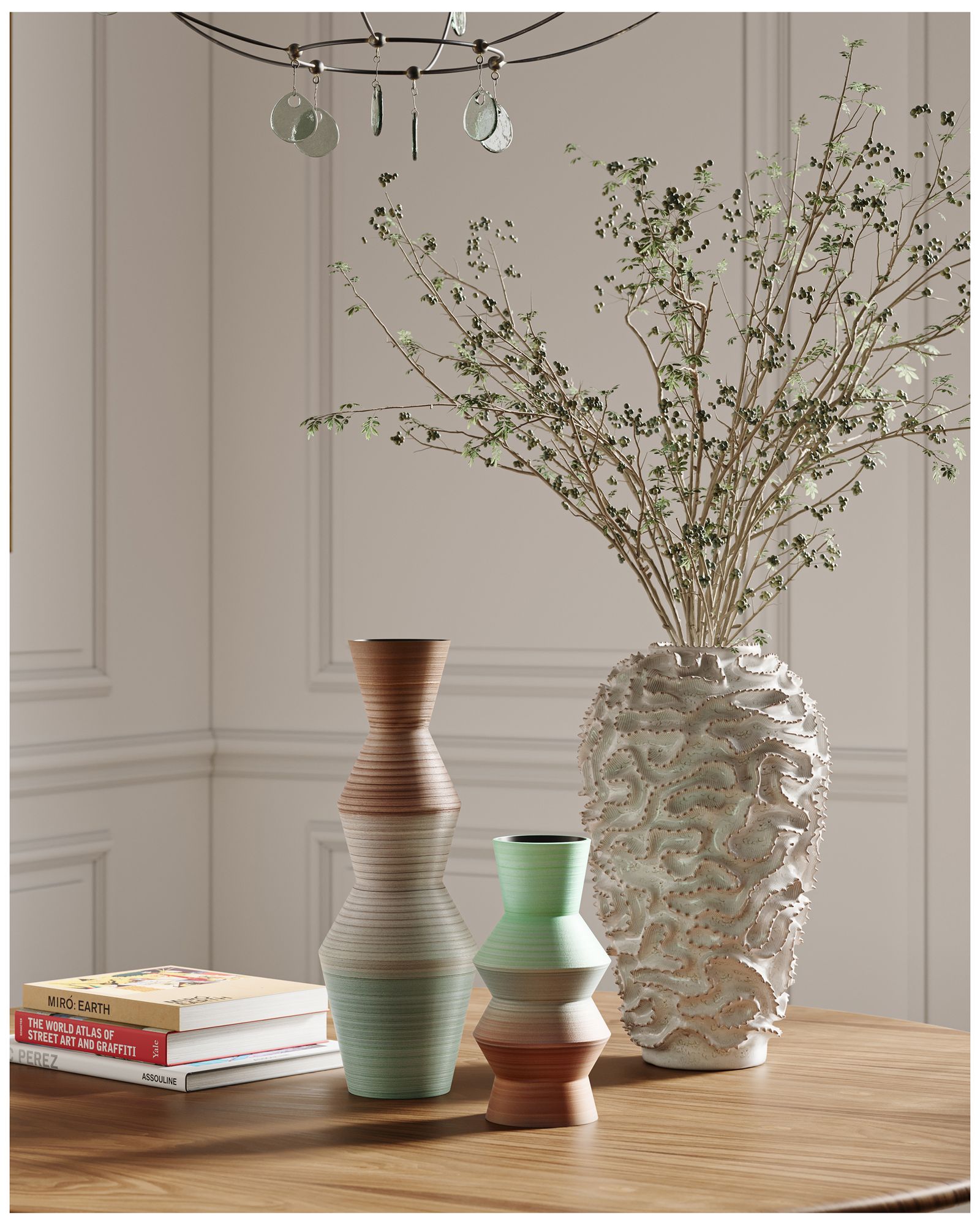 Currey & Company Happy 80's Brown & Pale Blue Vase Set of 2