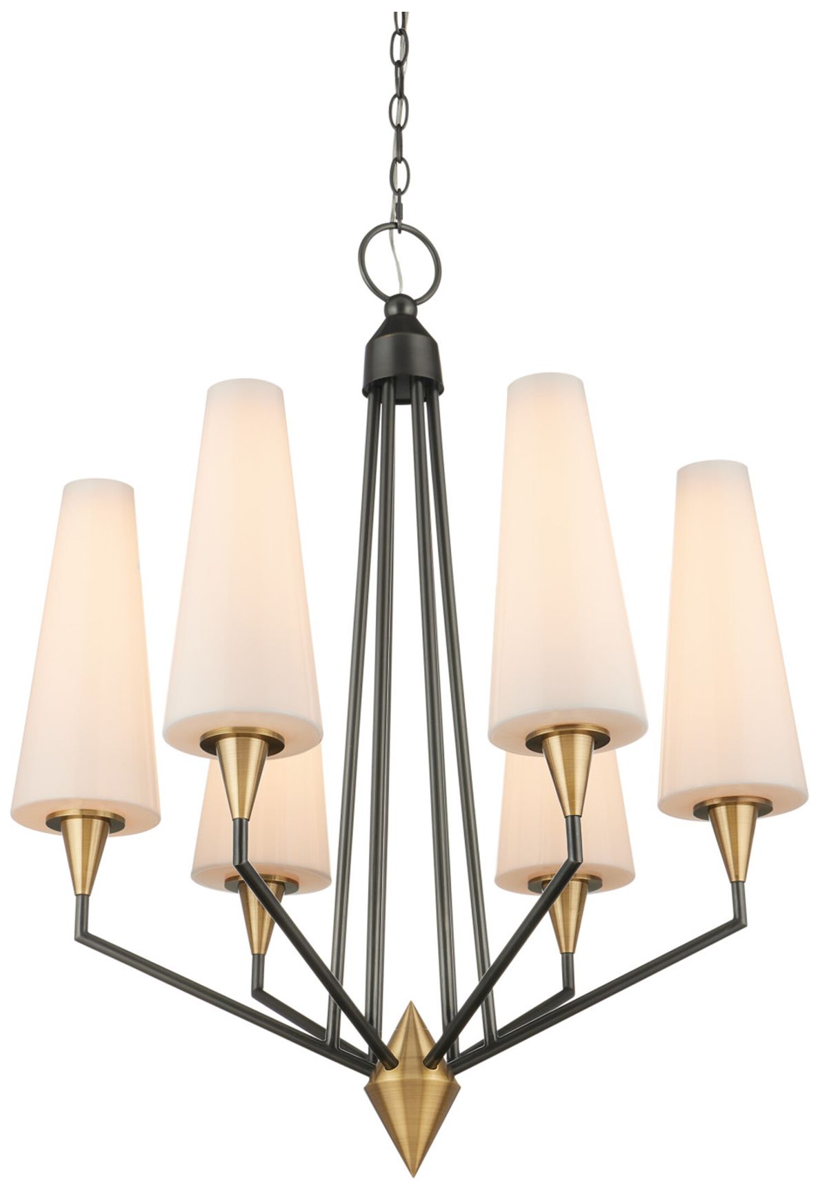Image 4 Currey & Company Hennin 28"W 6-Light Antique Brass, Bronze LED Chandelier more views