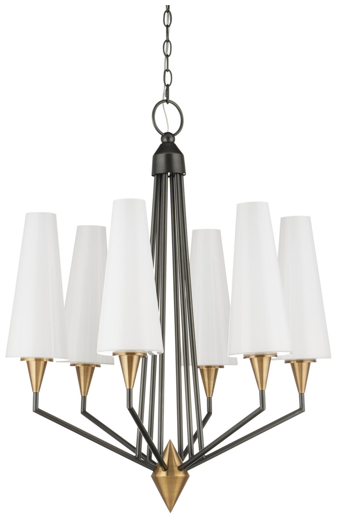 Image 5 Currey & Company Hennin 28"W 6-Light Antique Brass, Bronze LED Chandelier more views