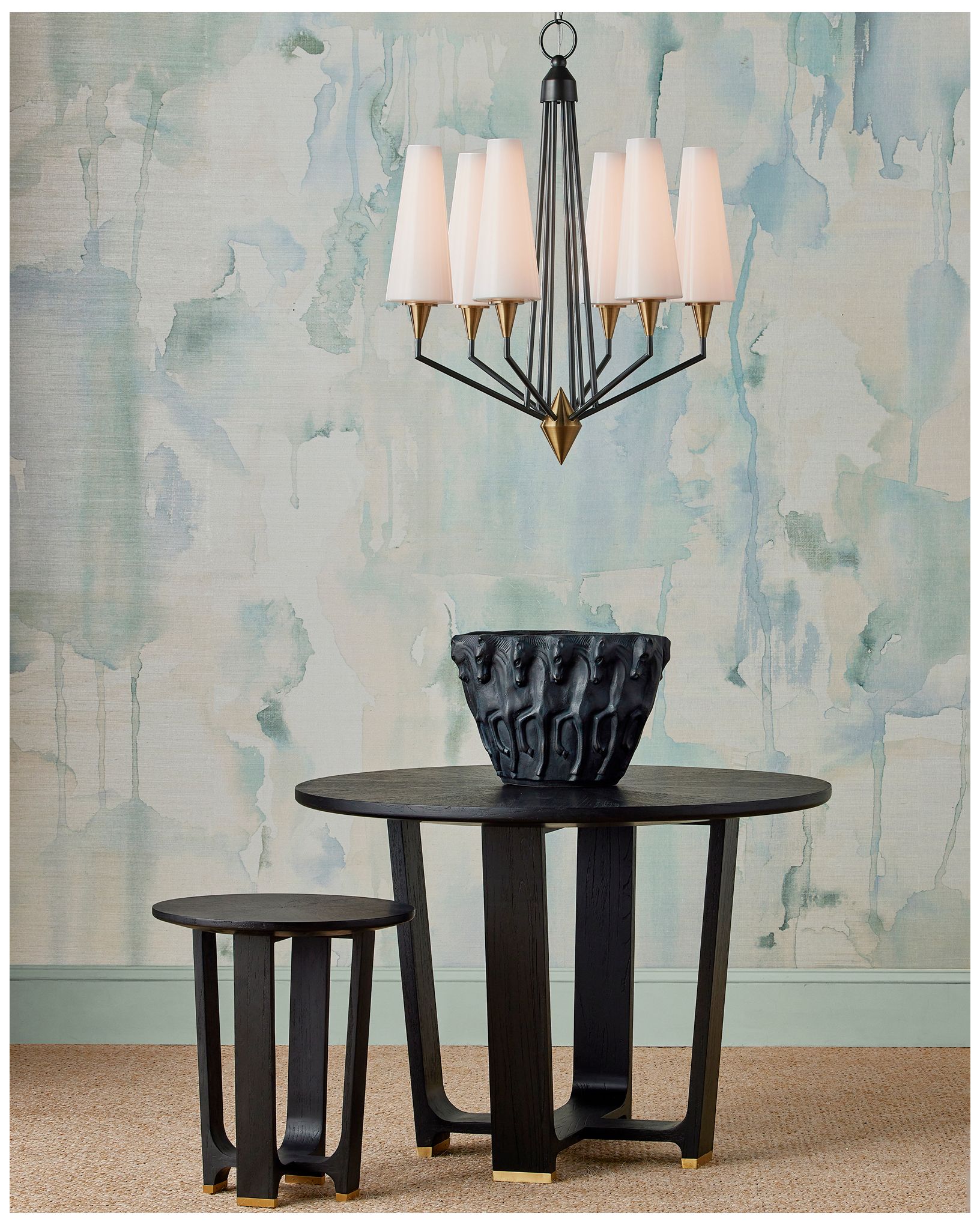 Image 6 Currey & Company Hennin 28"W 6-Light Antique Brass, Bronze LED Chandelier more views