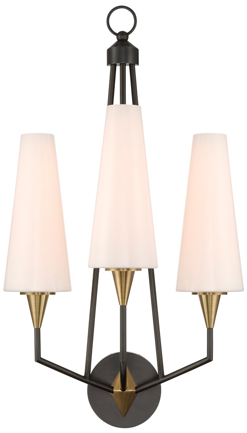 Currey & Company Hennin 33"H 3-Light Polished Antique Brass LED Wall Sconce