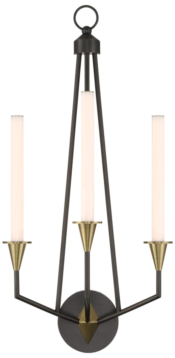 Image 4 Currey & Company Hennin 33"H 3-Light Polished Antique Brass LED Wall Sconce more views
