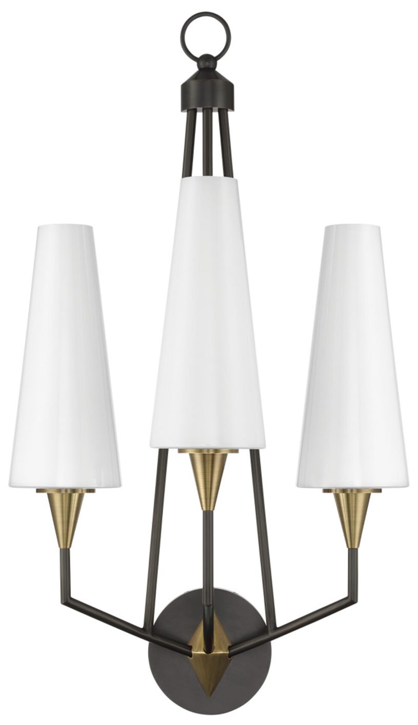 Image 5 Currey & Company Hennin 33"H 3-Light Polished Antique Brass LED Wall Sconce more views