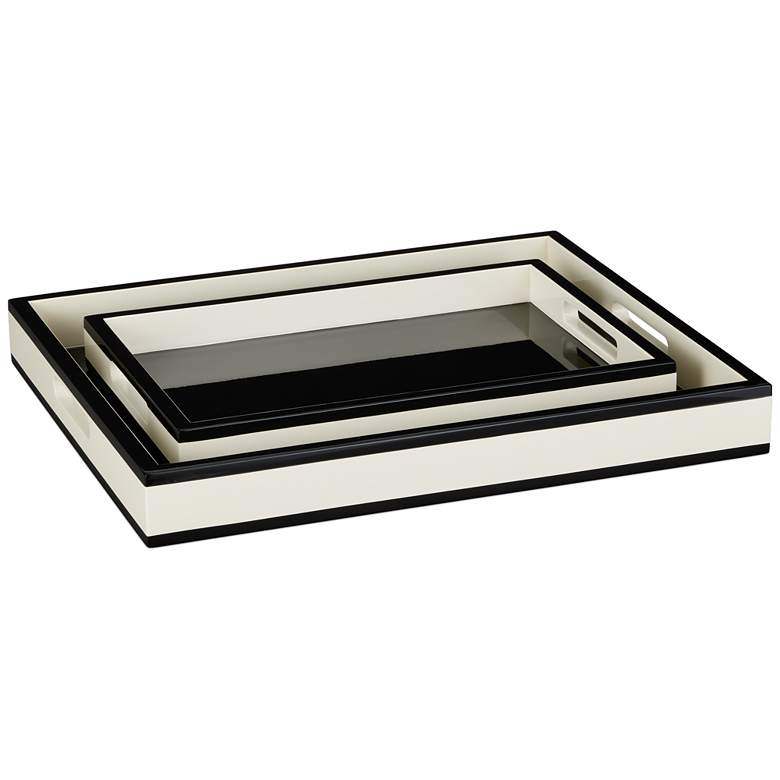 Image 1 Currey & Company Ivory Lacquer Tray Set of 2