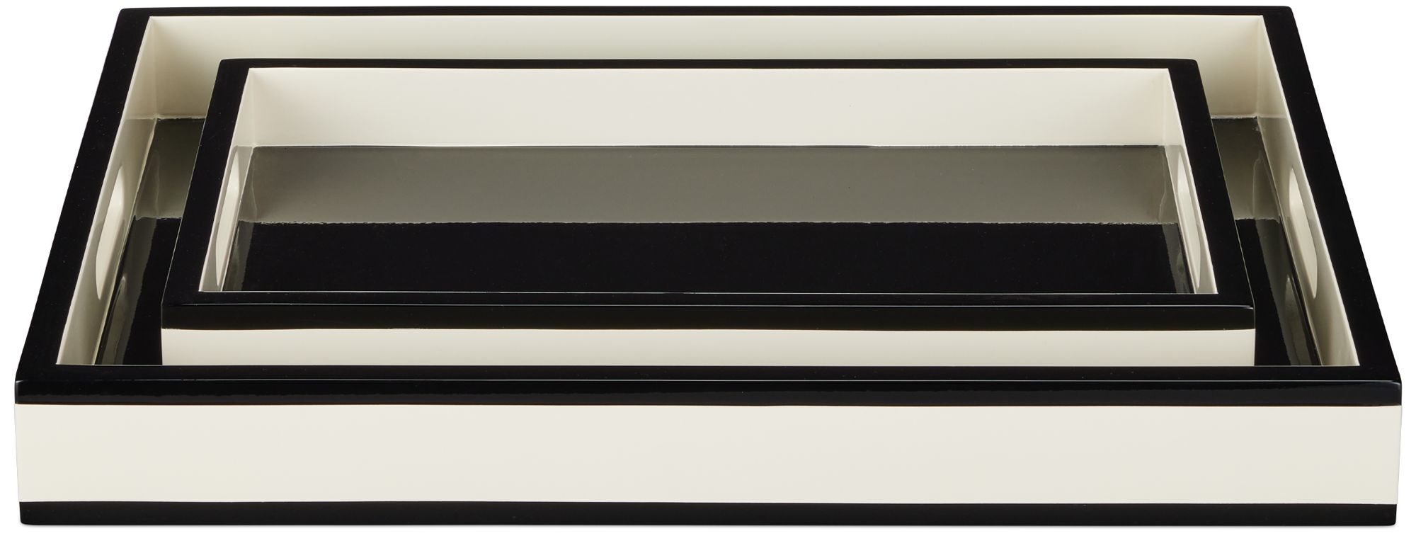 Image 3 Currey & Company Ivory Lacquer Tray Set of 2 more views