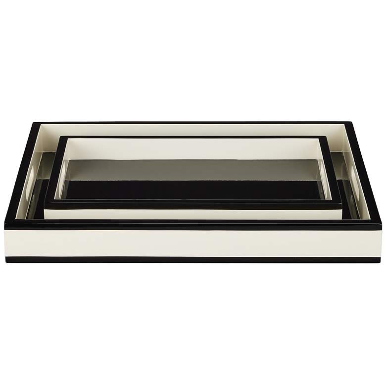 Image 3 Currey & Company Ivory Lacquer Tray Set of 2 more views