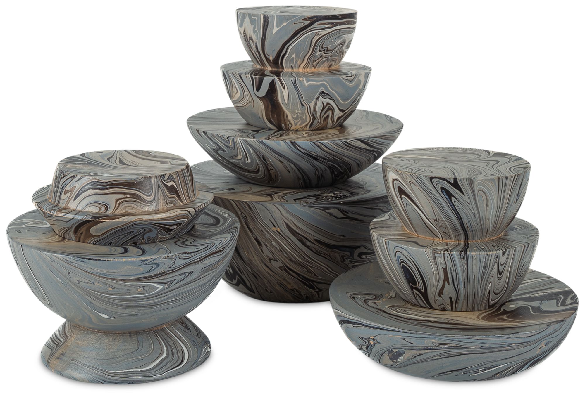 Currey & Company Marbleized Stacking Box Set of 3