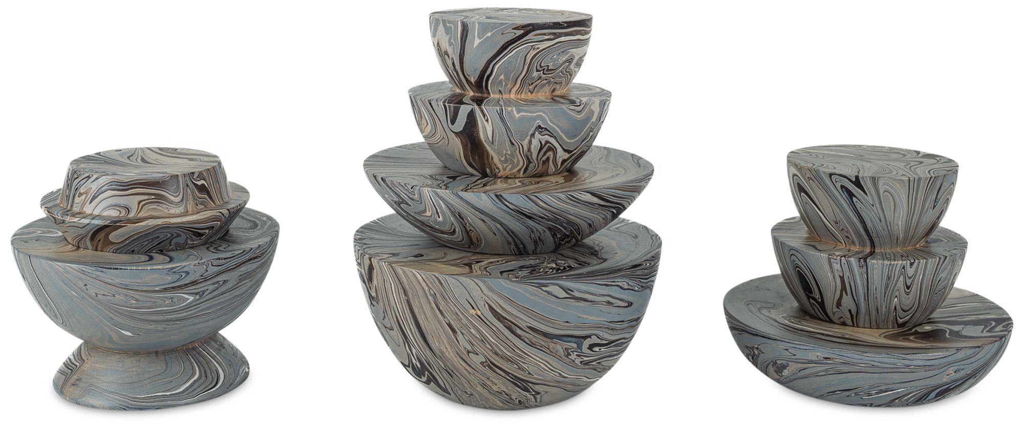 Currey & Company Marbleized Stacking Box Set of 3