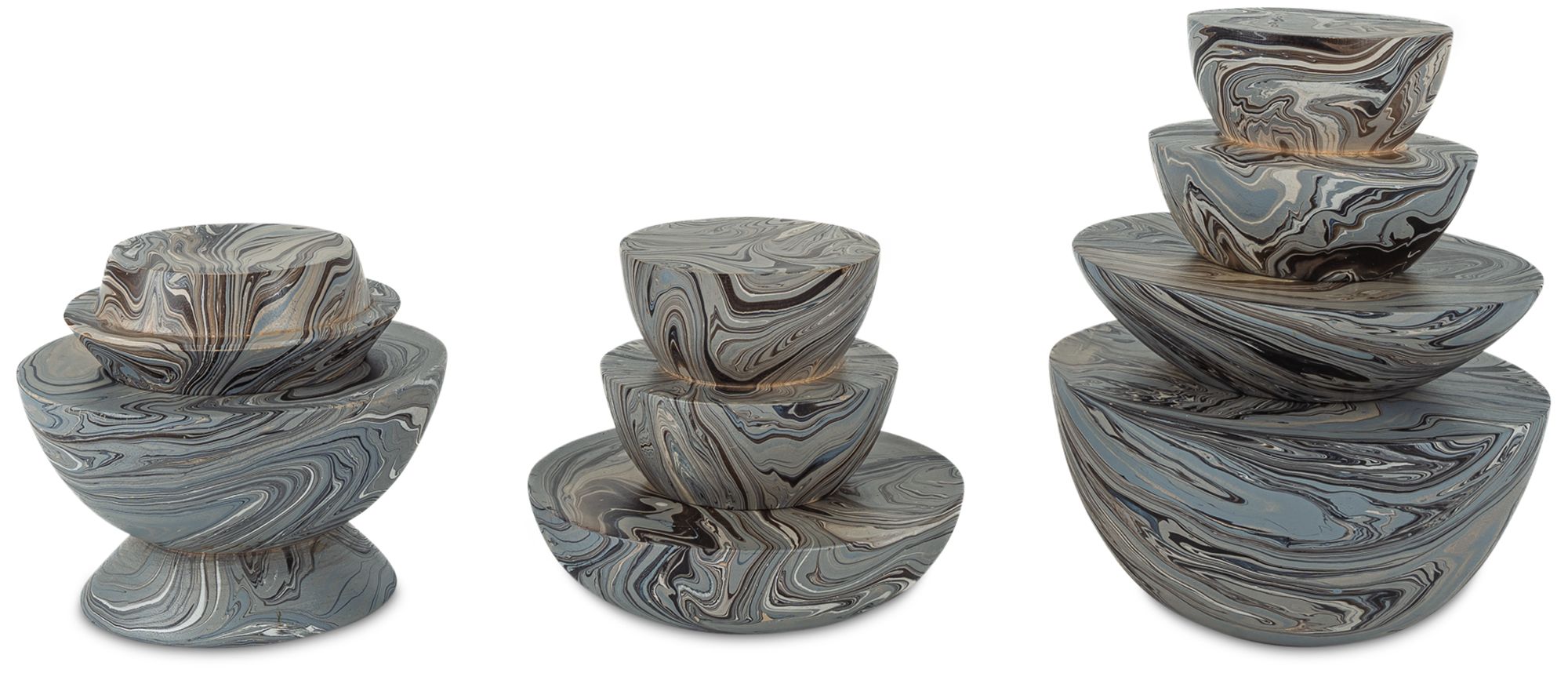 Currey & Company Marbleized Stacking Box Set of 3