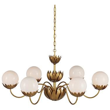 Currey & Company Mirasole 37"W Gold Leaf 6-Light Chandelier
