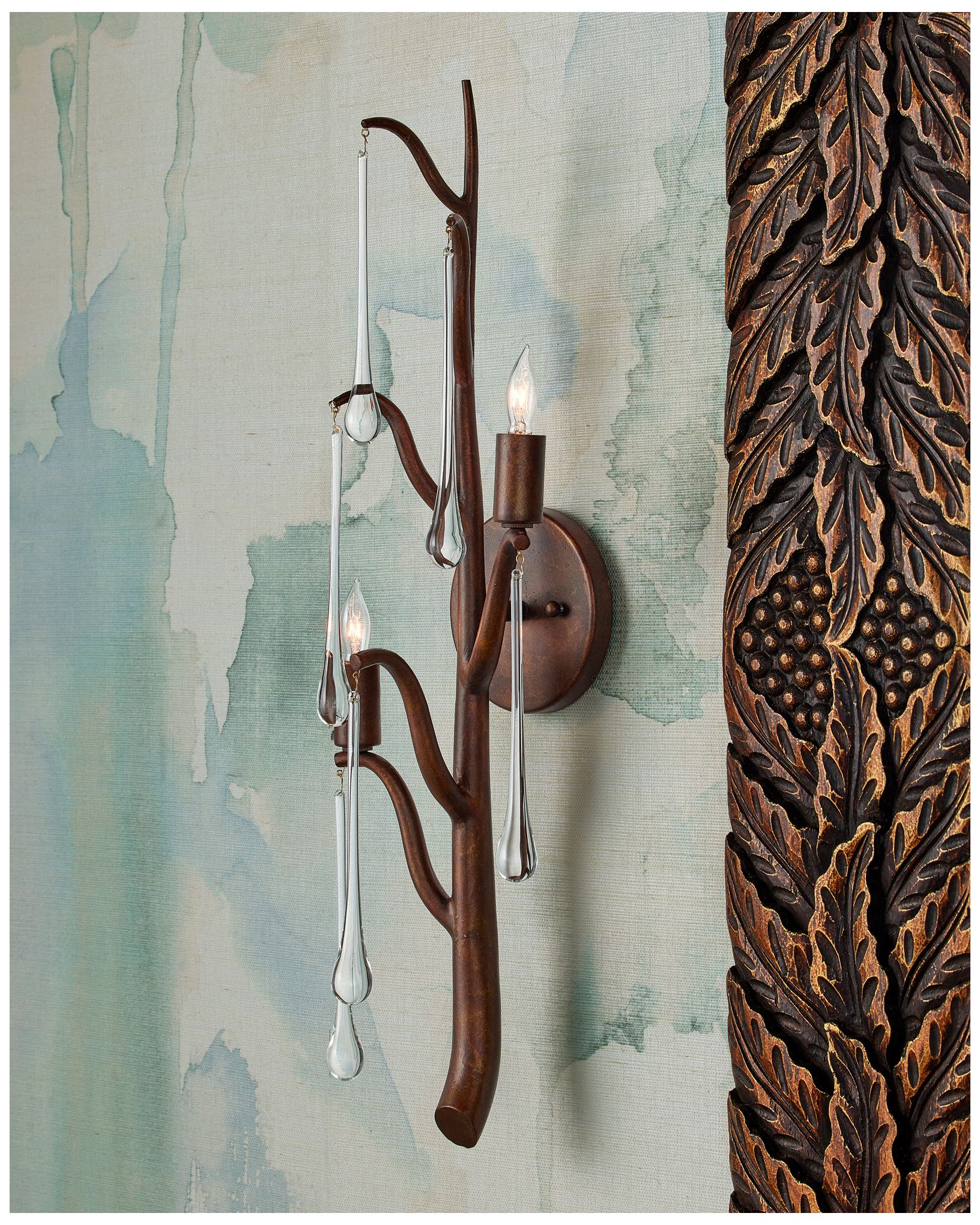 Image 6 Currey & Company Morning Grove 25" High Rhine Gold Wall Sconce - Right more views