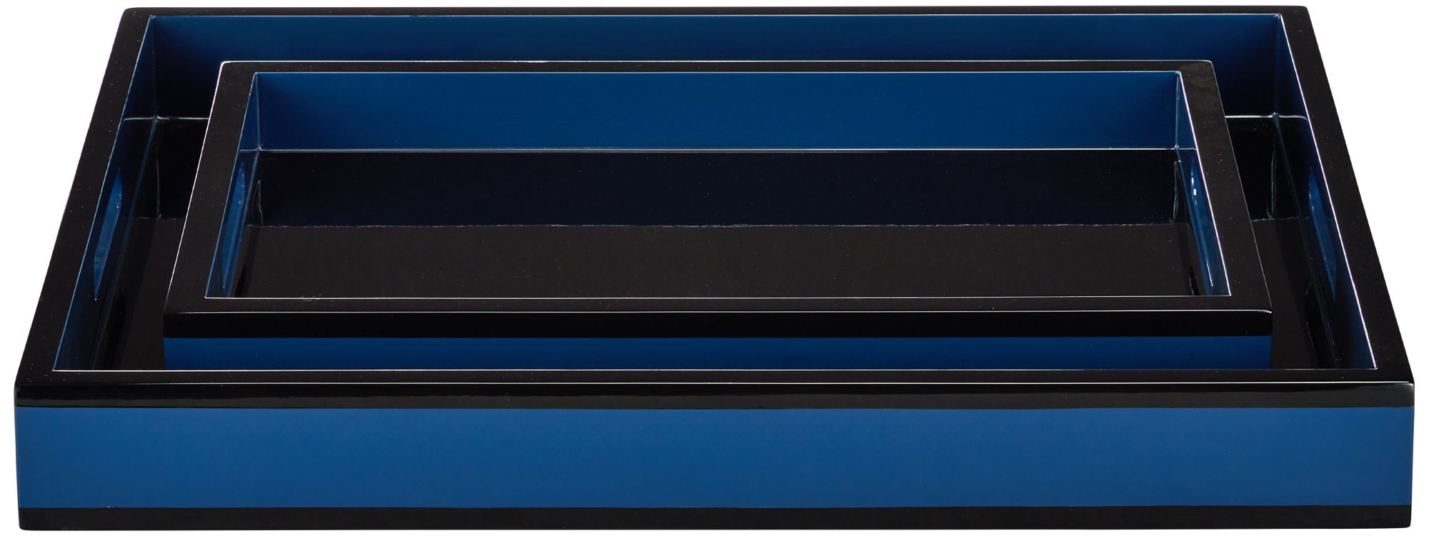 Image 3 Currey & Company Navy Lacquer Tray Set of 2 more views