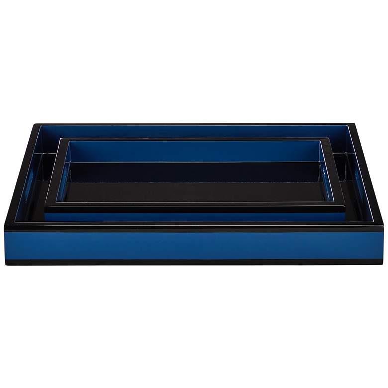Image 3 Currey & Company Navy Lacquer Tray Set of 2 more views