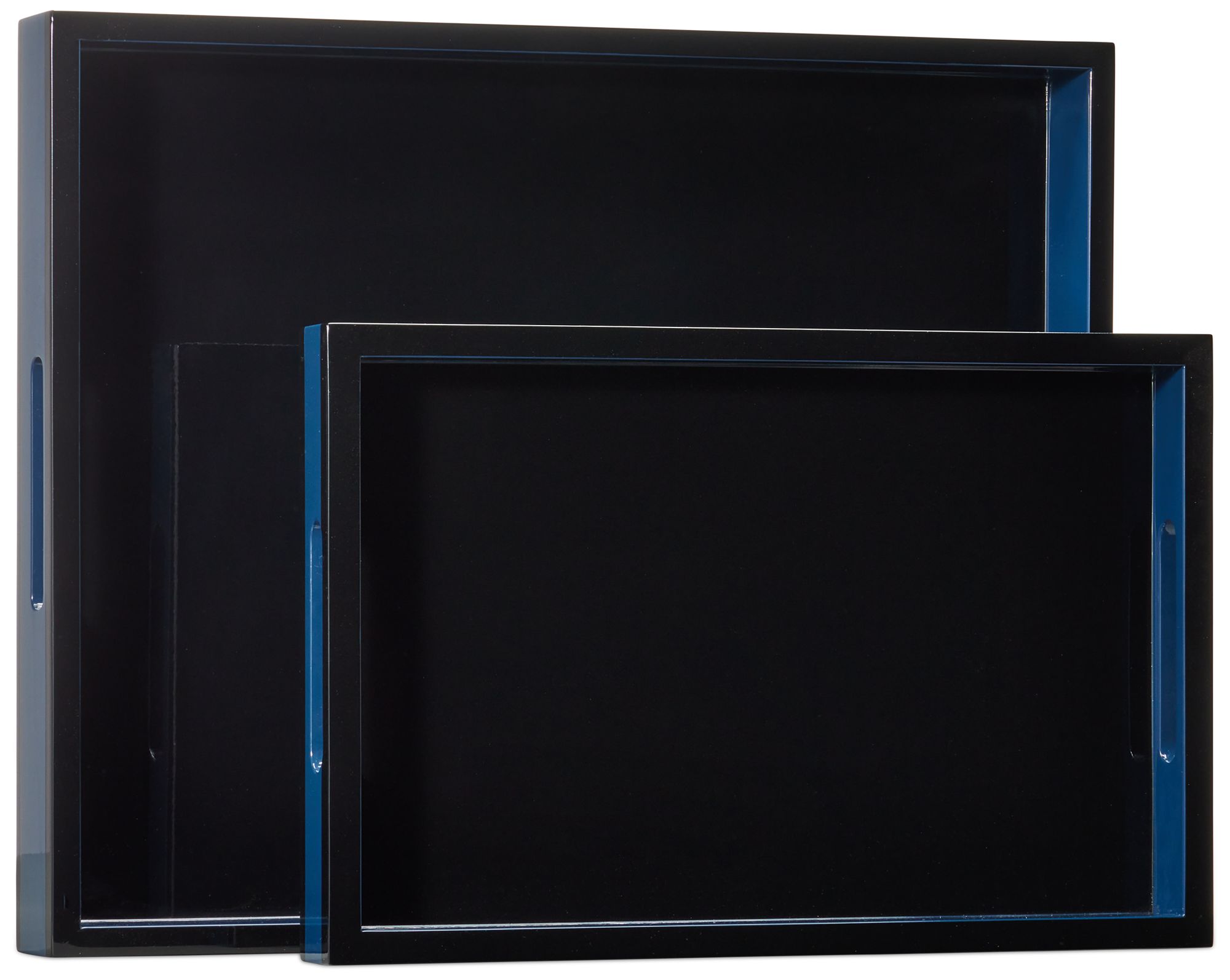 Image 4 Currey & Company Navy Lacquer Tray Set of 2 more views