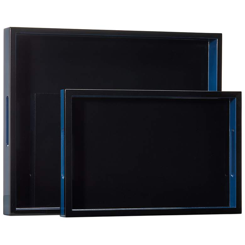 Image 4 Currey & Company Navy Lacquer Tray Set of 2 more views