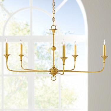 Currey & Company Nottaway 36" 5-Light Gold Candelabra Chandelier