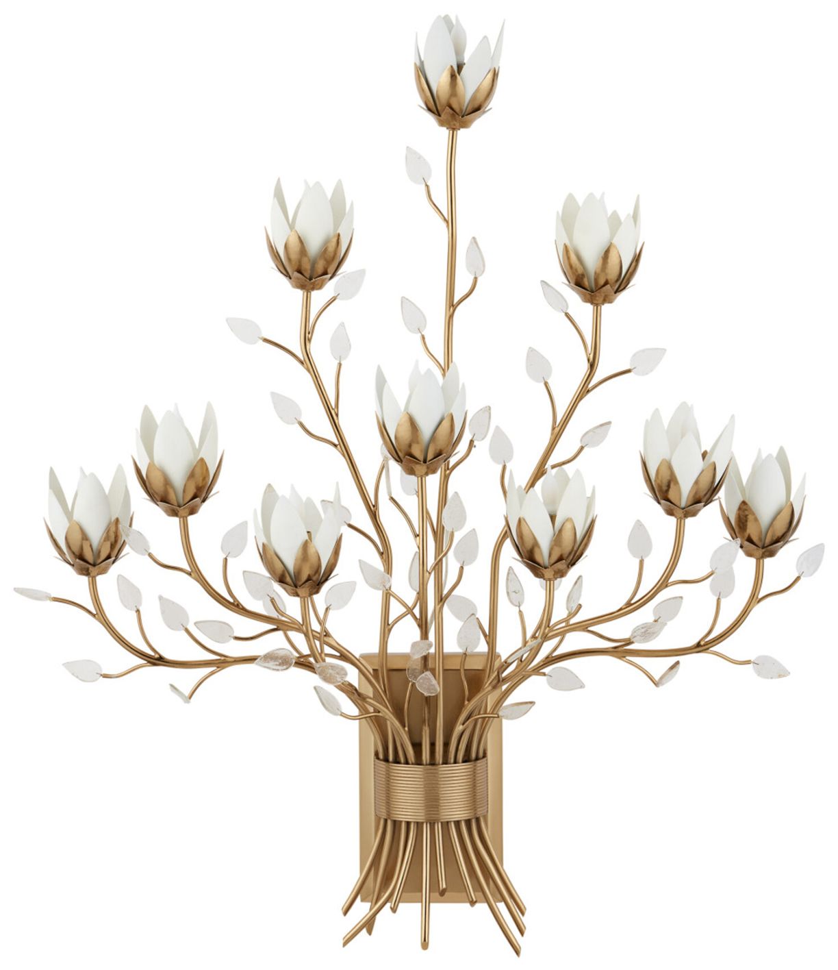 Image 5 Currey & Company Star Magnolia 41" High Antique Brass Wall Sconce more views