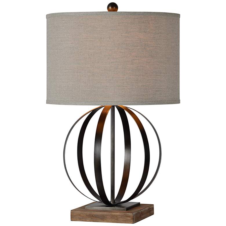 Image 1 Currey Driftwood and Natural Metal Orb Table Lamp
