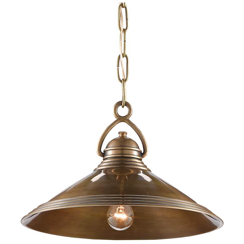 Image 2 Currey Weybright 13 3/4" Wide Vintage Brass Pendant Light more views
