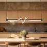1_Cursive 54" Wide Black LED Linear Pendant