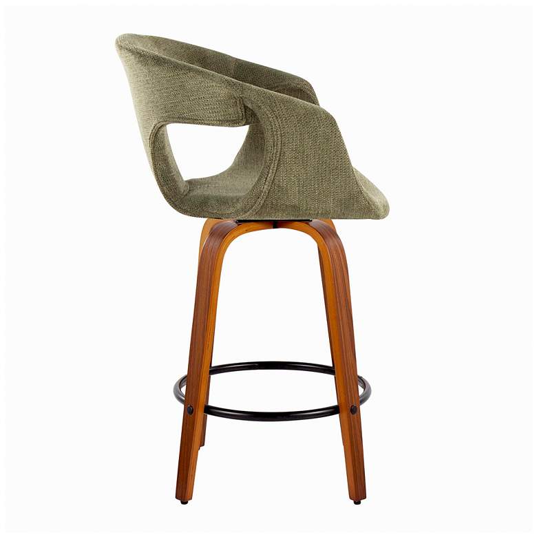 Image 3 Curva Counter Stool in Walnut and Green Fabric with by LumiSource Pair more views