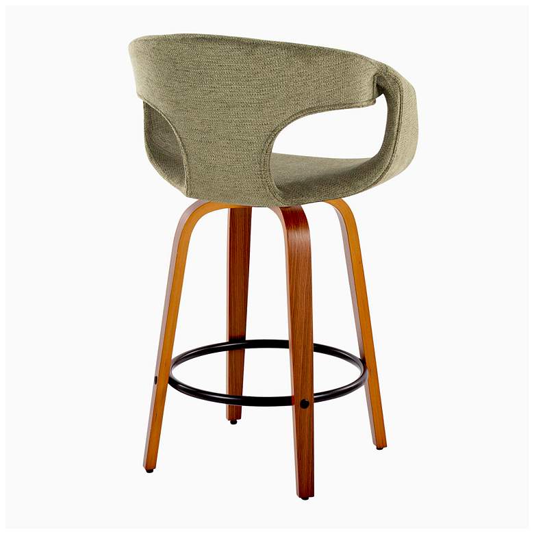 Image 4 Curva Counter Stool in Walnut and Green Fabric with by LumiSource Pair more views
