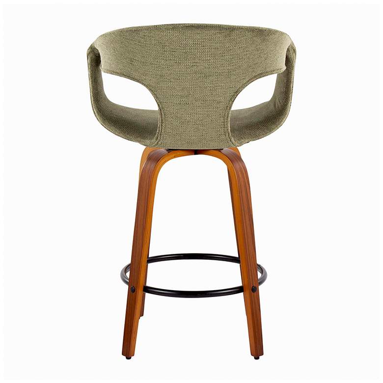 Image 5 Curva Counter Stool in Walnut and Green Fabric with by LumiSource Pair more views