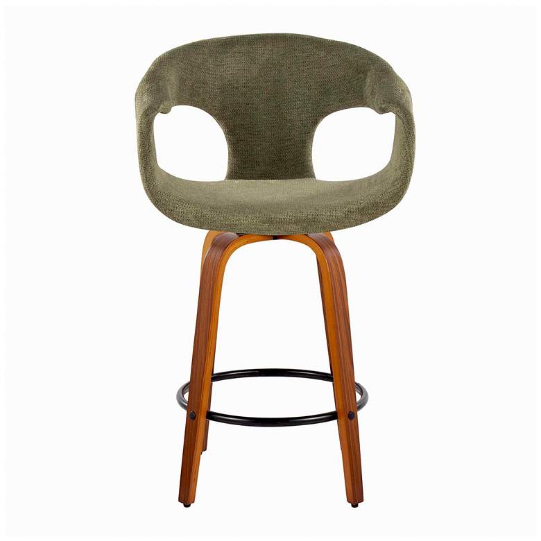 Image 6 Curva Counter Stool in Walnut and Green Fabric with by LumiSource Pair more views