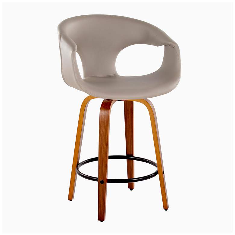 Image 2 Curva Counter Stool in Walnut and Grey PU with by LumiSource Pair more views