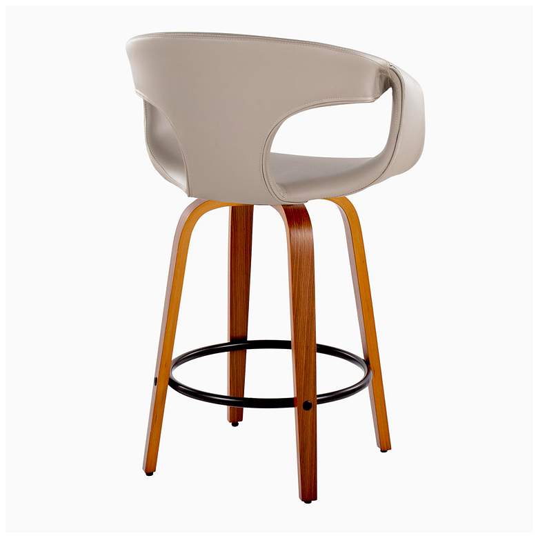 Image 4 Curva Counter Stool in Walnut and Grey PU with by LumiSource Pair more views