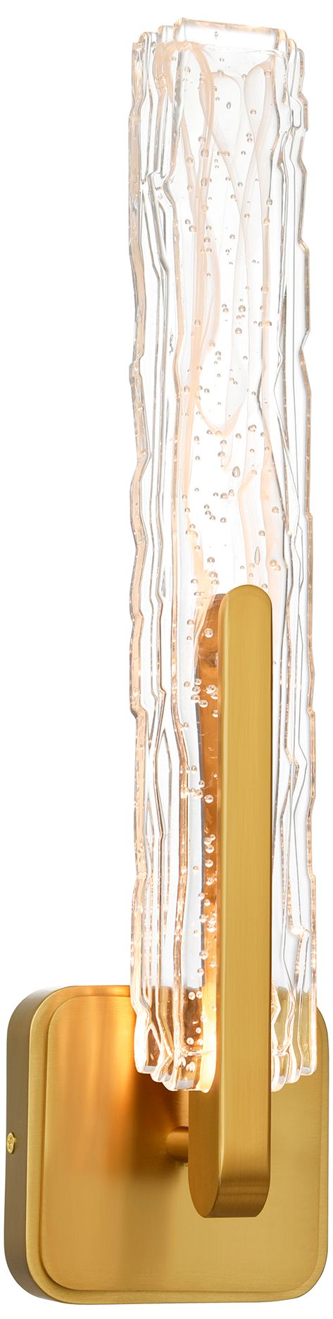 Thumbnail1 of Curva Integrated LED 19in Brass Wall Light with Handcrafted Glass